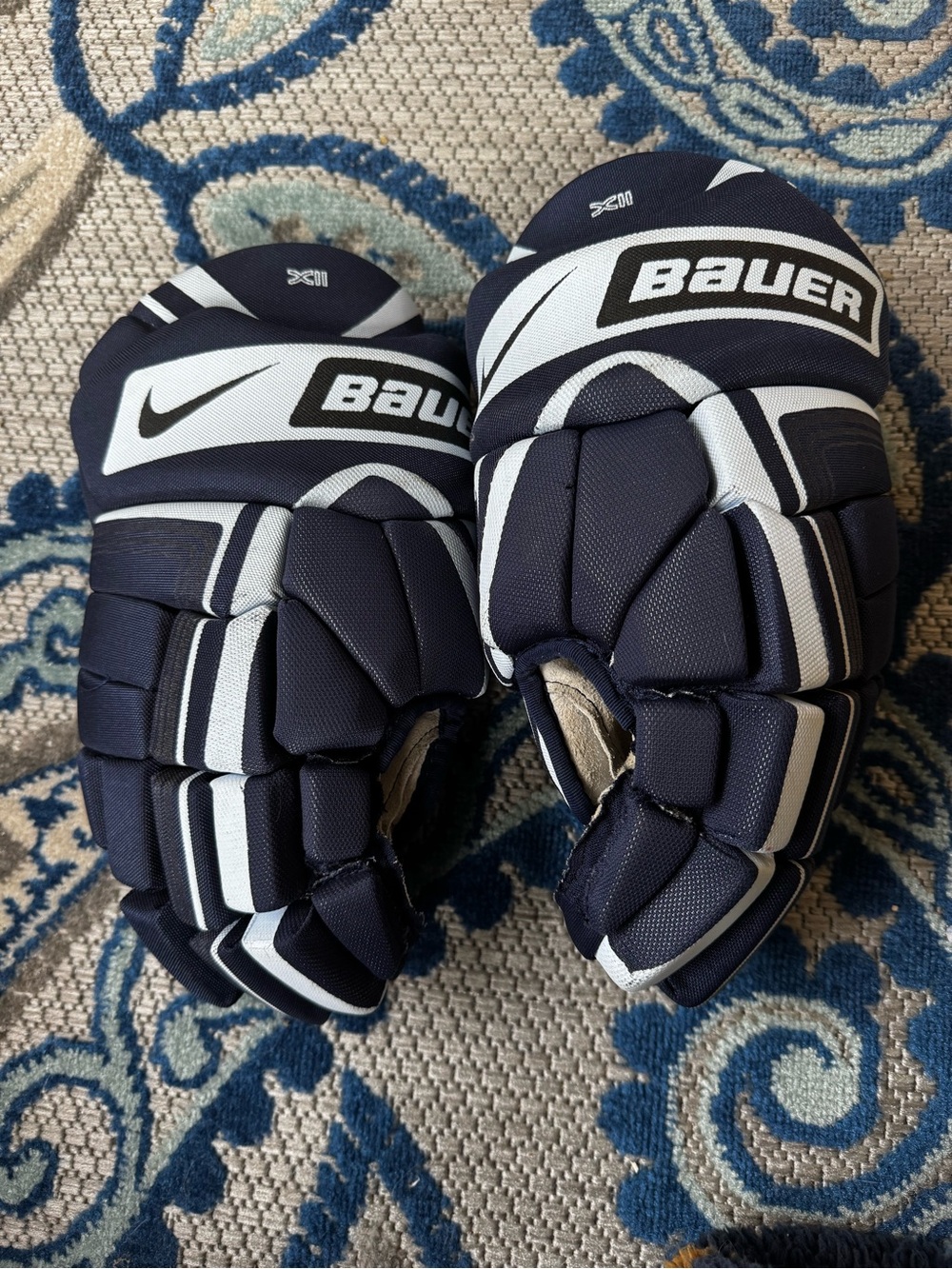 Nike Bauer Vapor XII Navy Ice Hockey Gloves Ergo Thumb Senior 15” 38 cm